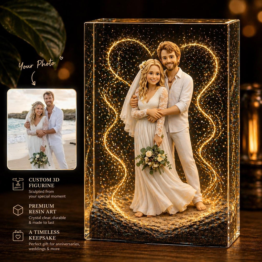 Custom 3D Figure Resin Light Box, Personalized Mini Lamp Keepsake