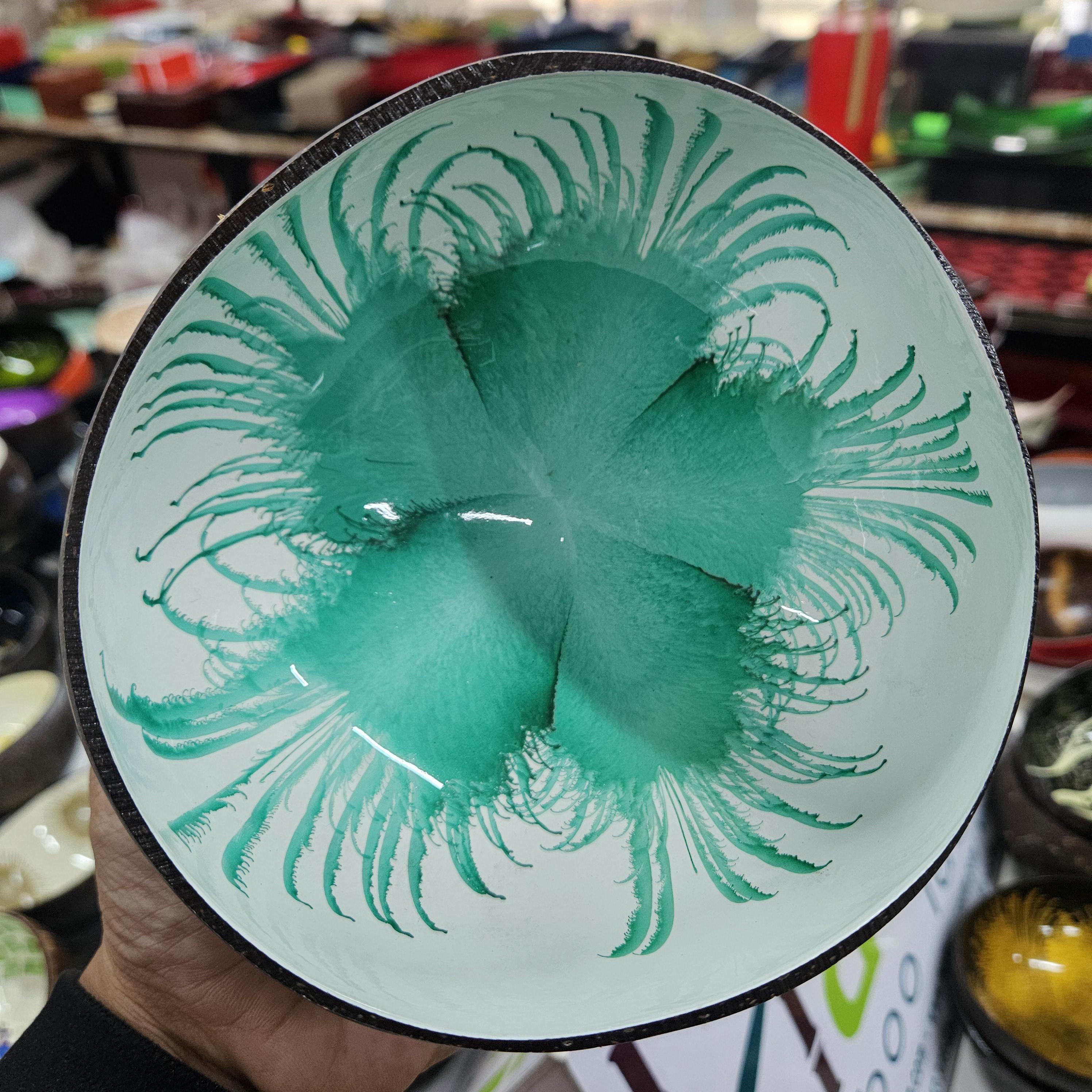 Custom Coconut Bowl – Handmade Mother of Pearl Inlay, Snack Bowl