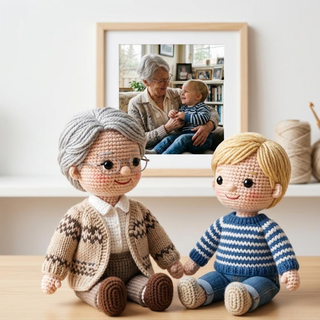 Custom Crochet Doll From Photo, Personalized Memorial Keepsake, Handmade Remembrance Gift