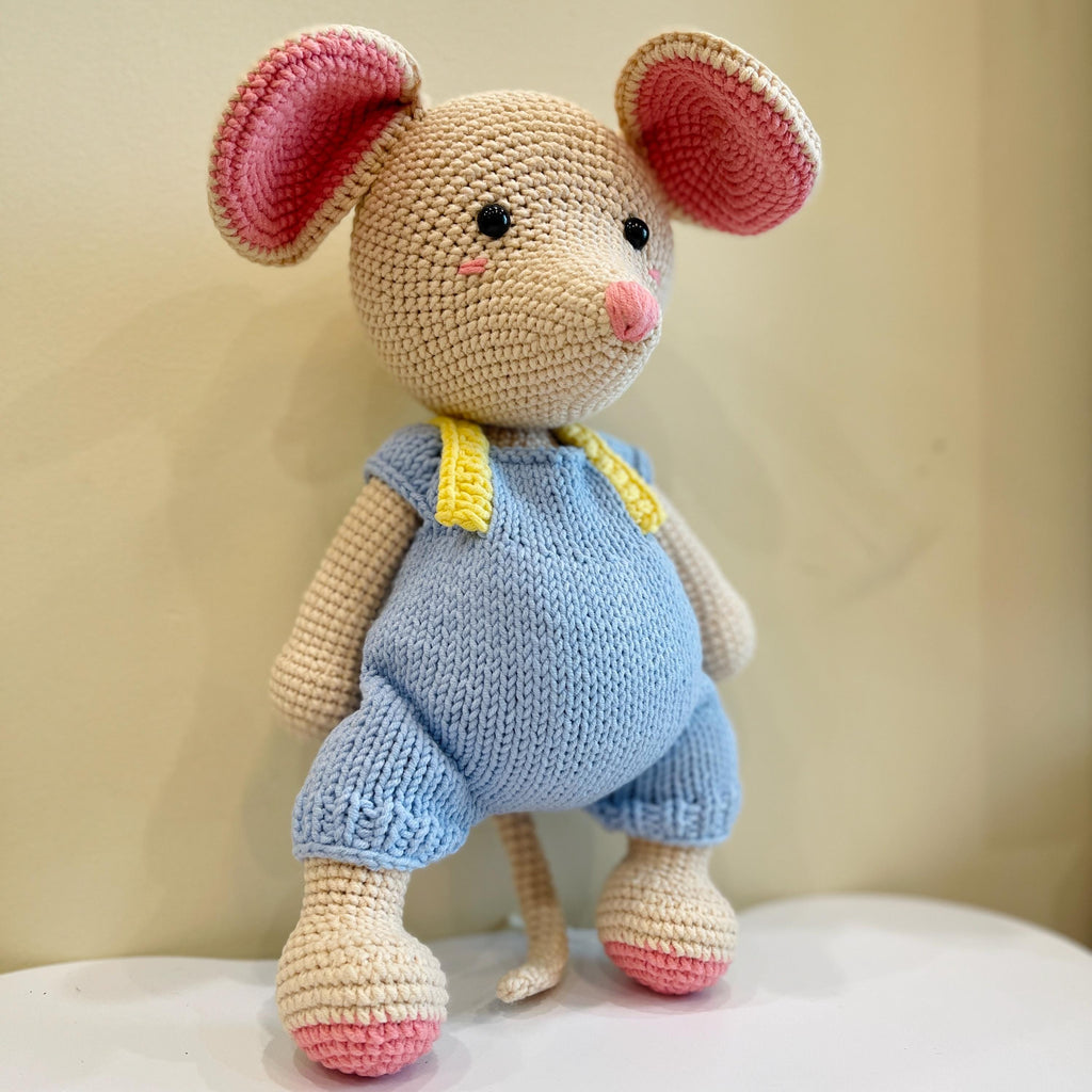 Personalized Crochet Mouse Doll, Organic Cotton Amigurumi Toy, Baby Shower Plushie