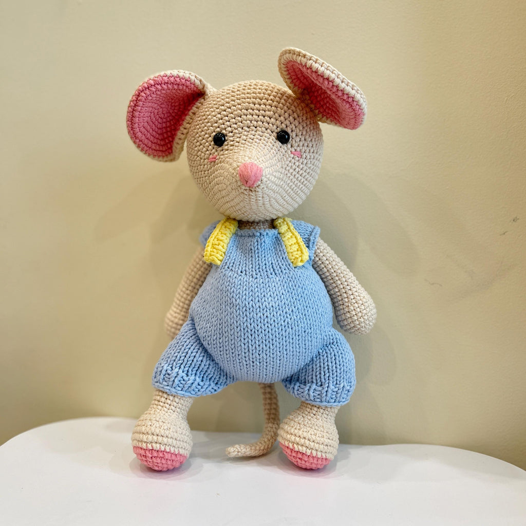 Personalized Crochet Mouse Doll, Organic Cotton Amigurumi Toy, Baby Shower Plushie