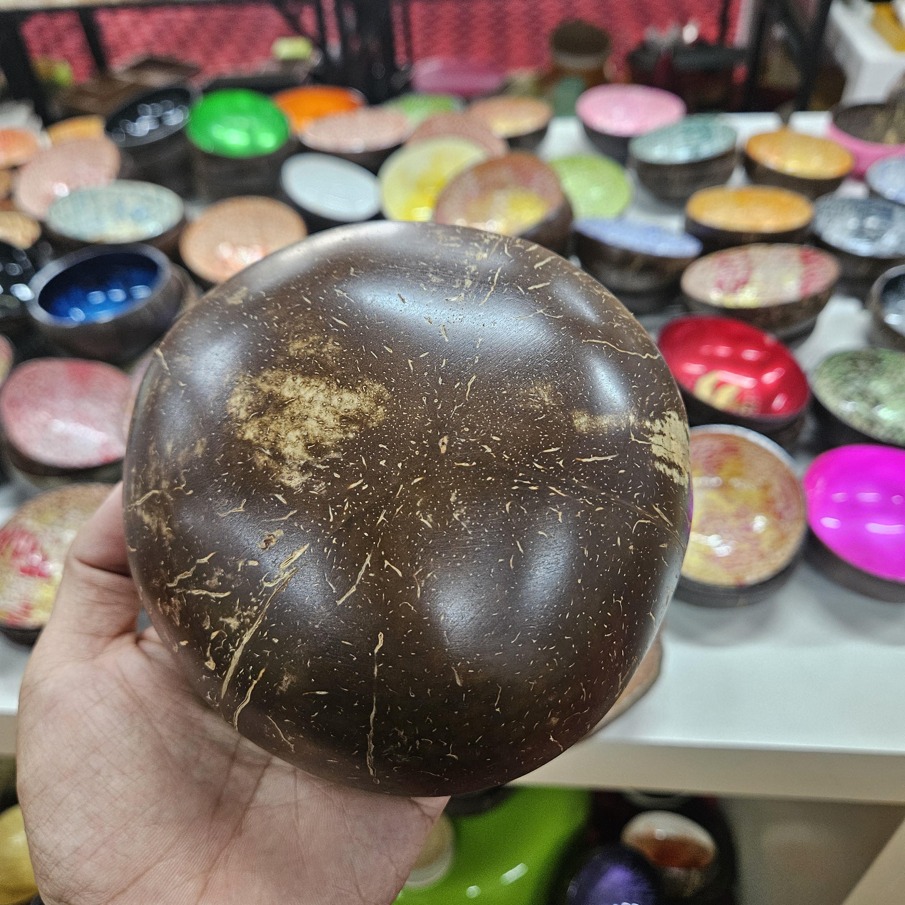 Custom Coconut Bowl – Handmade Mother of Pearl Inlay, Snack Bowl
