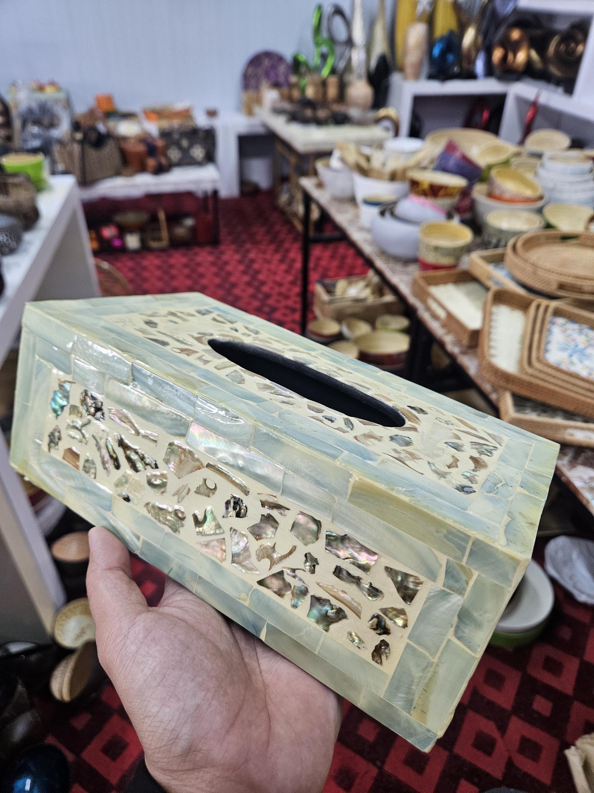 Mother of Pearl Inlay Tissue Box Cover