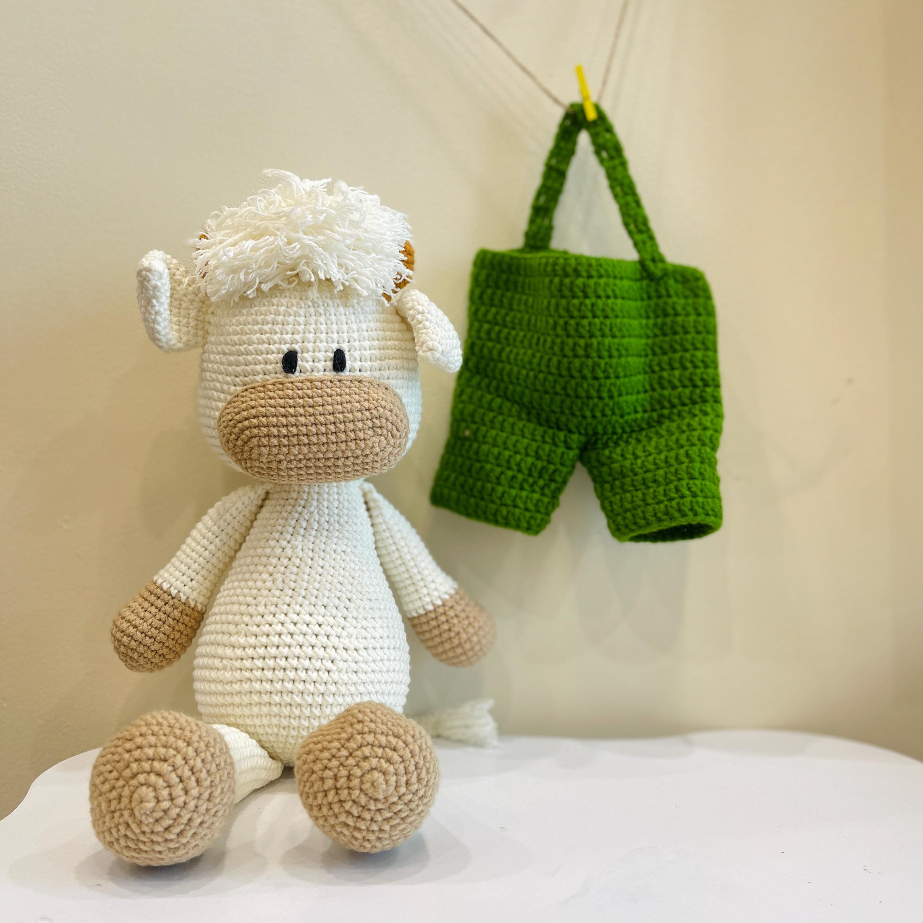 Personalized Crochet Cow Plush, Custom Amigurumi Toy, Handmade Stuffed Animal, Boho Nursery Decor
