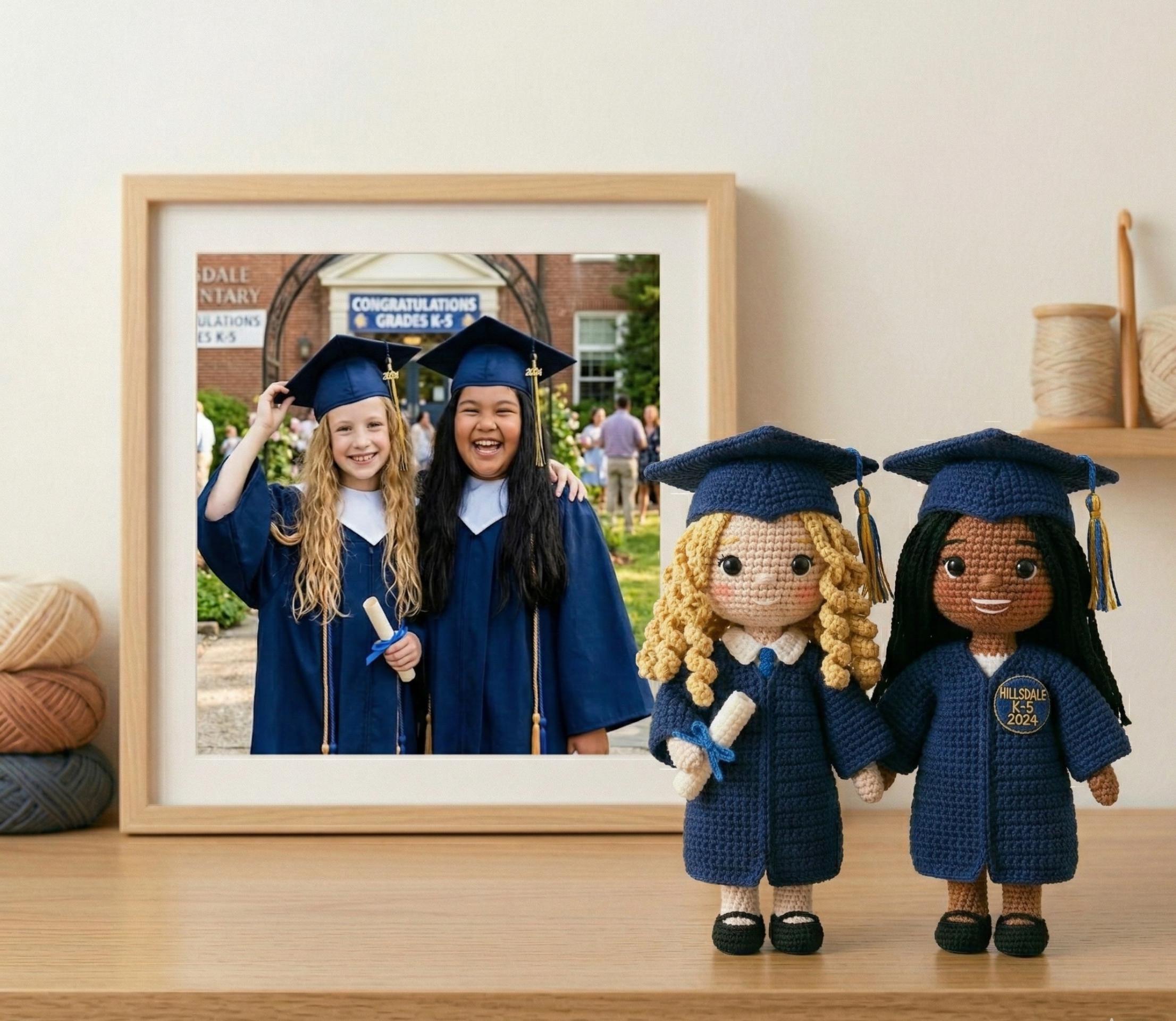 Custom Crochet Graduation Doll, Personalized Amigurumi Keepsake, Photo Replica Mini Me
