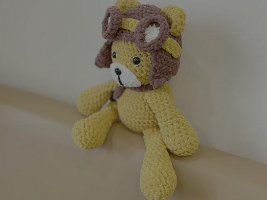 Organic Crochet Teddy Bear, Pilot Outfit, Baby's First Toy
