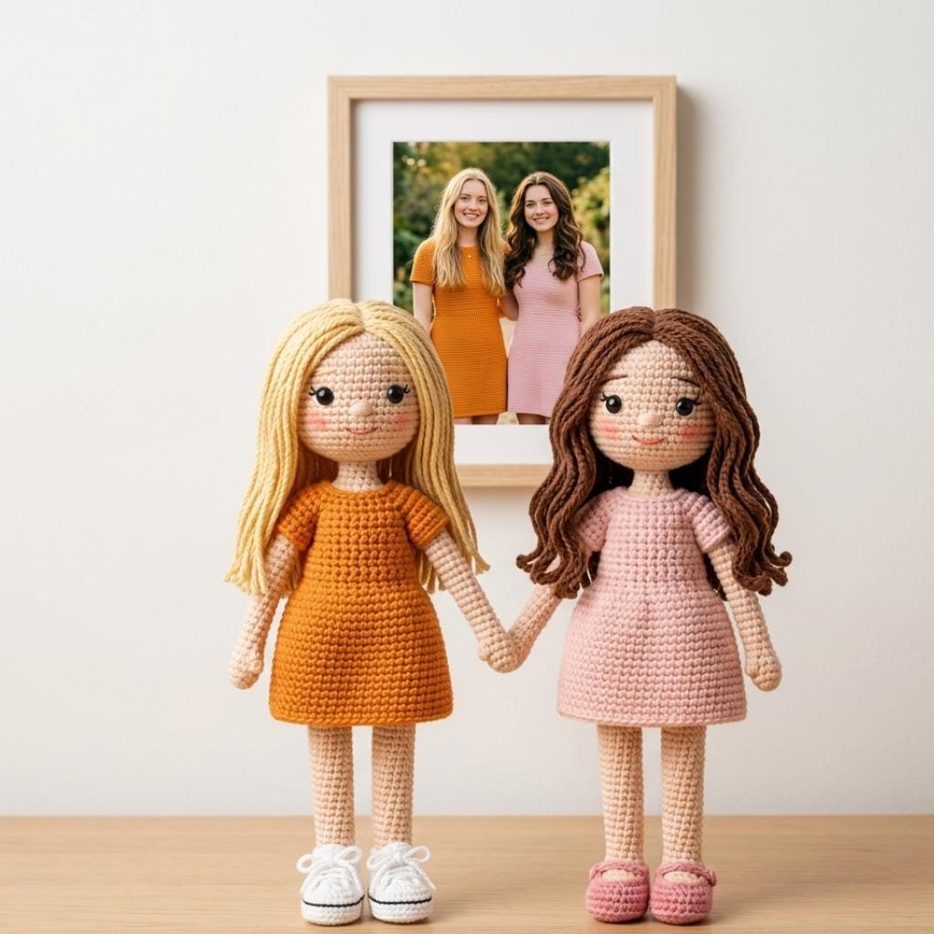 Custom Crochet Doll From Photo, Personalized Amigurumi Mini Me, Cotton Yarn Portrait Keepsake