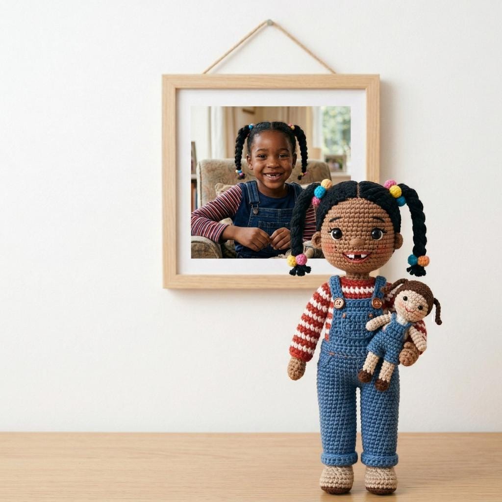Custom Crochet Doll From Photo, Personalized Amigurumi Mini Me, Cotton Yarn Portrait Keepsake
