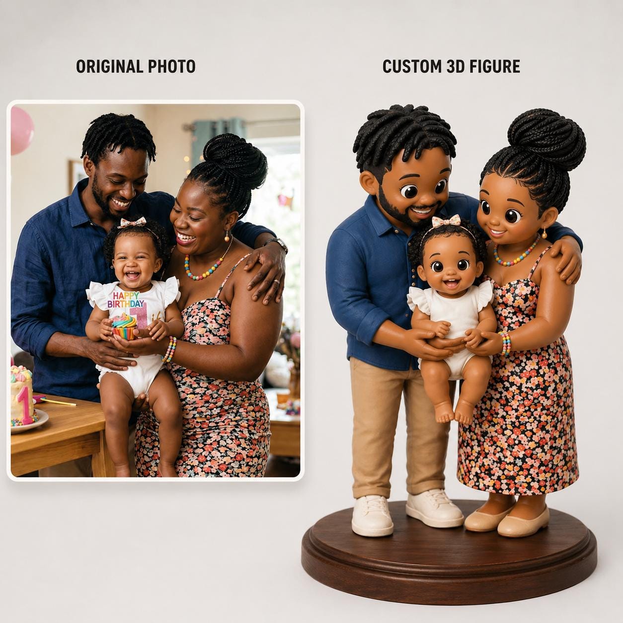 Custom 3D Figure From Photo | Personalized 3D Printed Figurine Keepsake