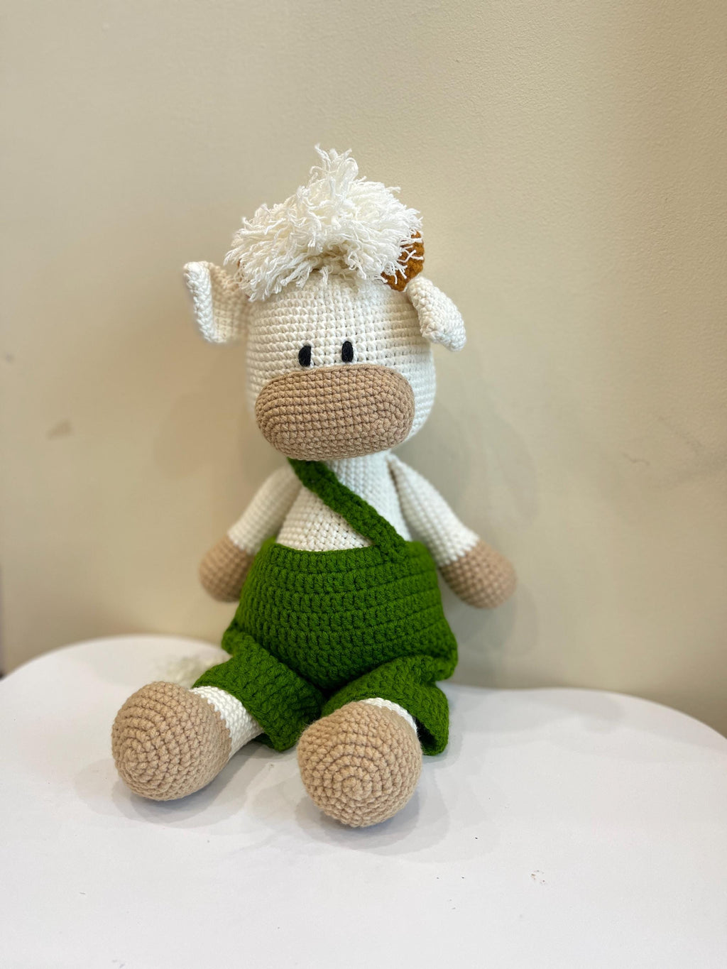 Personalized Crochet Cow Plush, Custom Amigurumi Toy, Handmade Stuffed Animal, Boho Nursery Decor