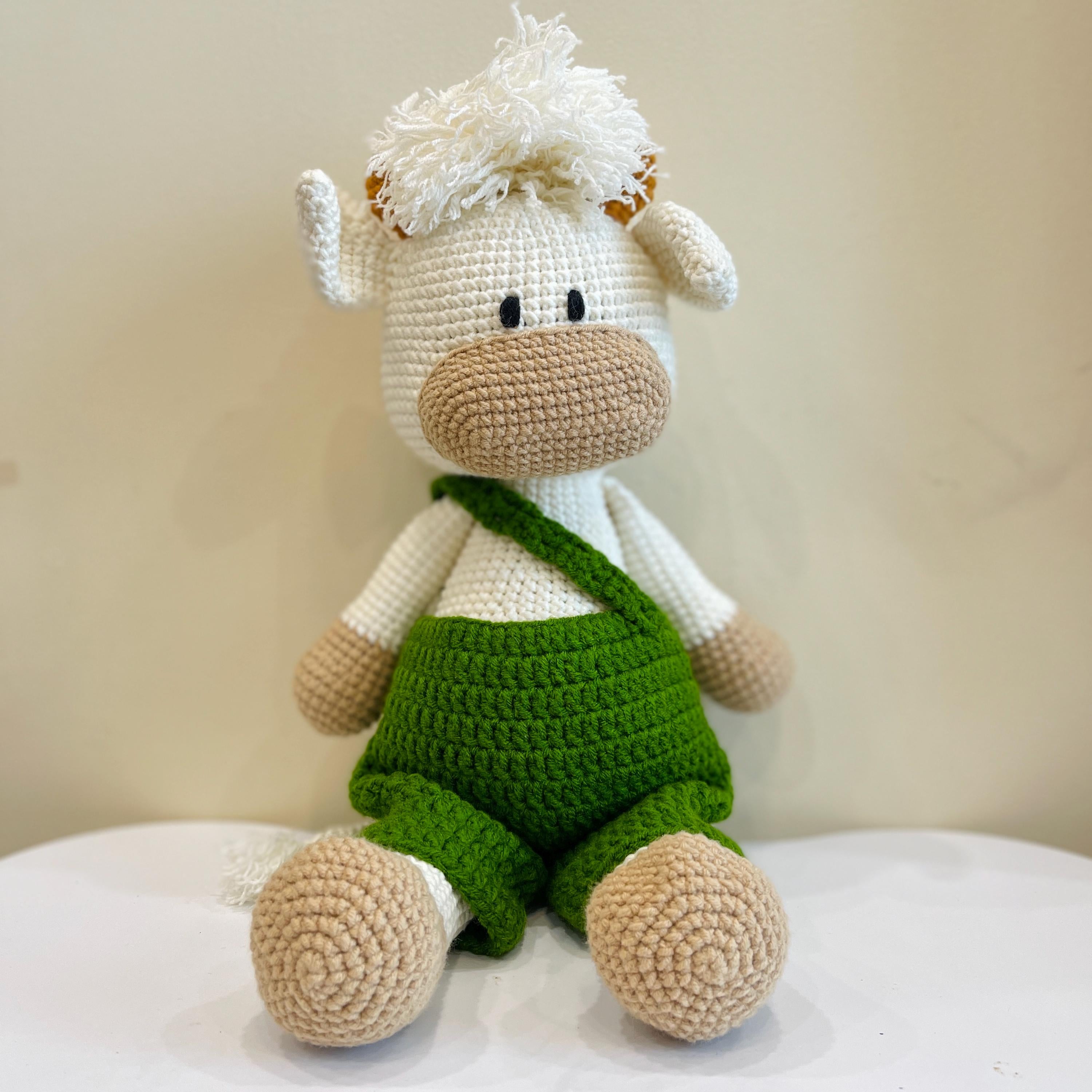 Personalized Crochet Cow Plush, Custom Amigurumi Toy, Handmade Stuffed Animal, Boho Nursery Decor