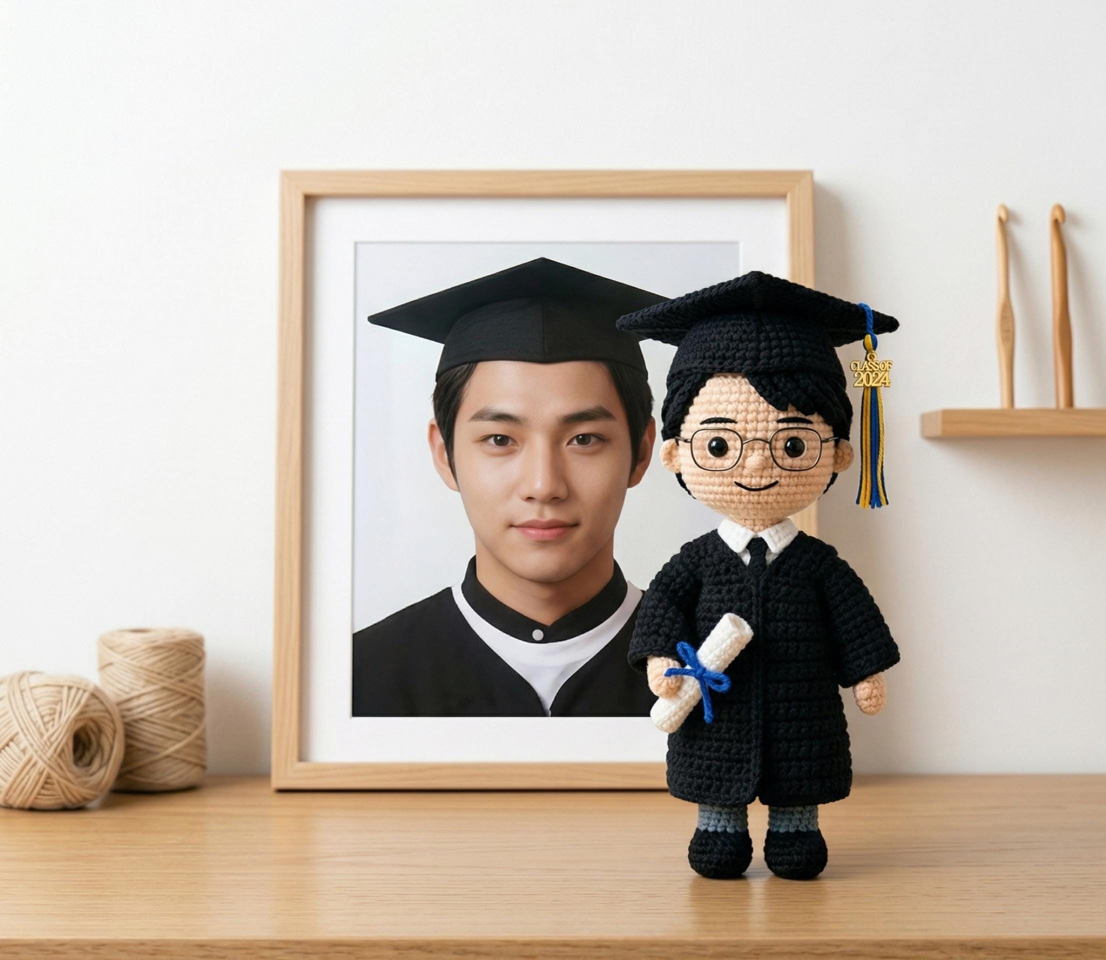 Custom Crochet Doll From Photo, Personalized Amigurumi Mini Me, Cotton Yarn Portrait Keepsake