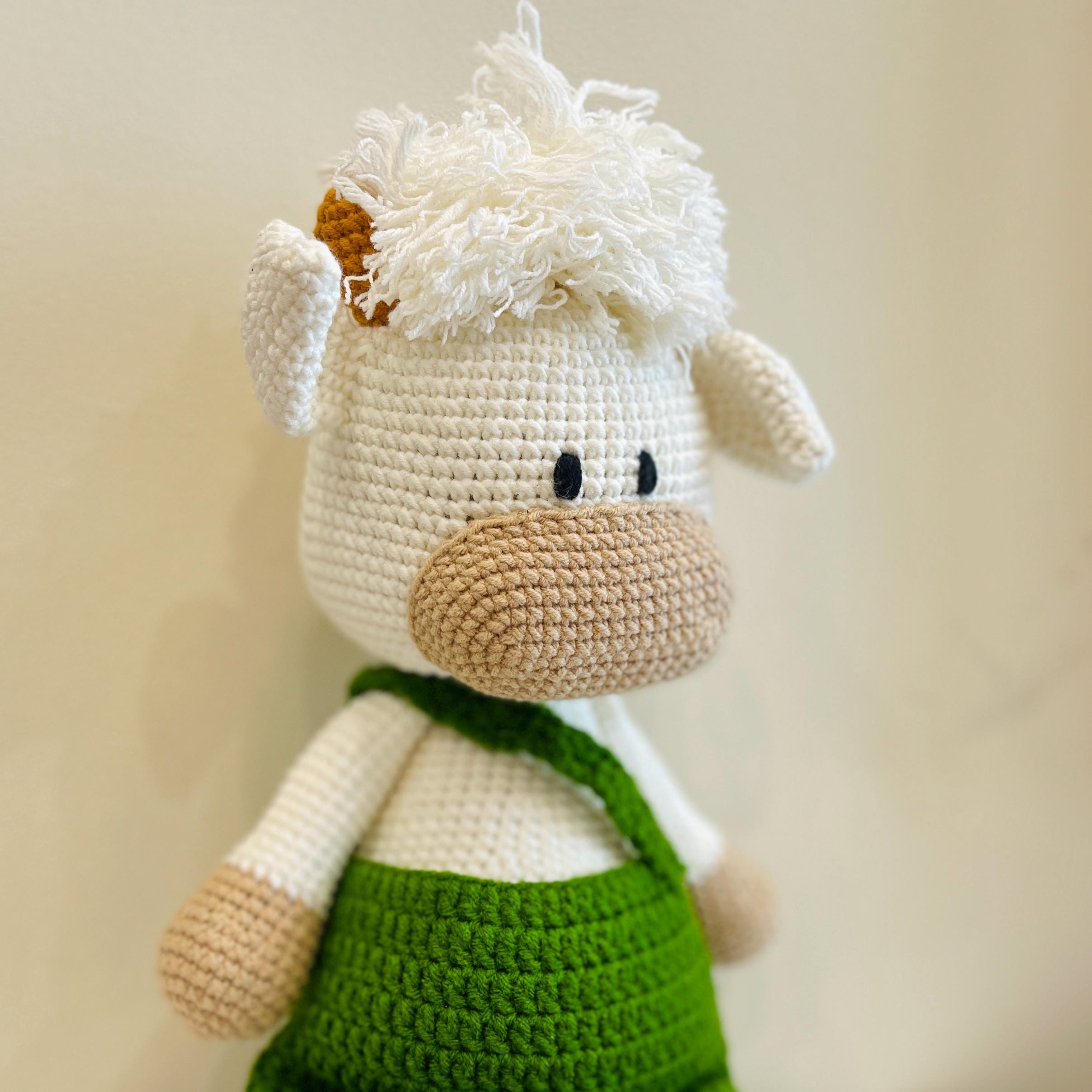 Personalized Crochet Cow Plush, Custom Amigurumi Toy, Handmade Stuffed Animal, Boho Nursery Decor