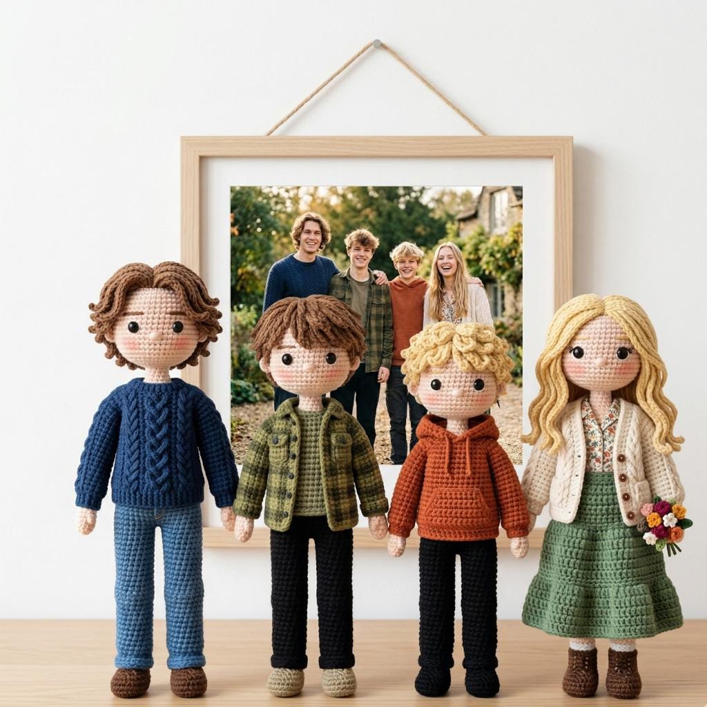 Custom Crochet Doll From Photo, Personalized Memorial Keepsake, Handmade Remembrance Gift