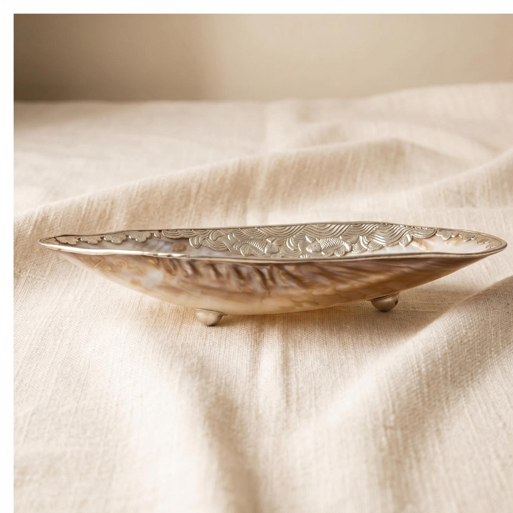 Handmade Mother of Pearl Plate, Shell Carved Decorative Dish, Luxury Jewelry Tray, Natural Iridescent Shell Bowl, Coastal Home Decor Gift