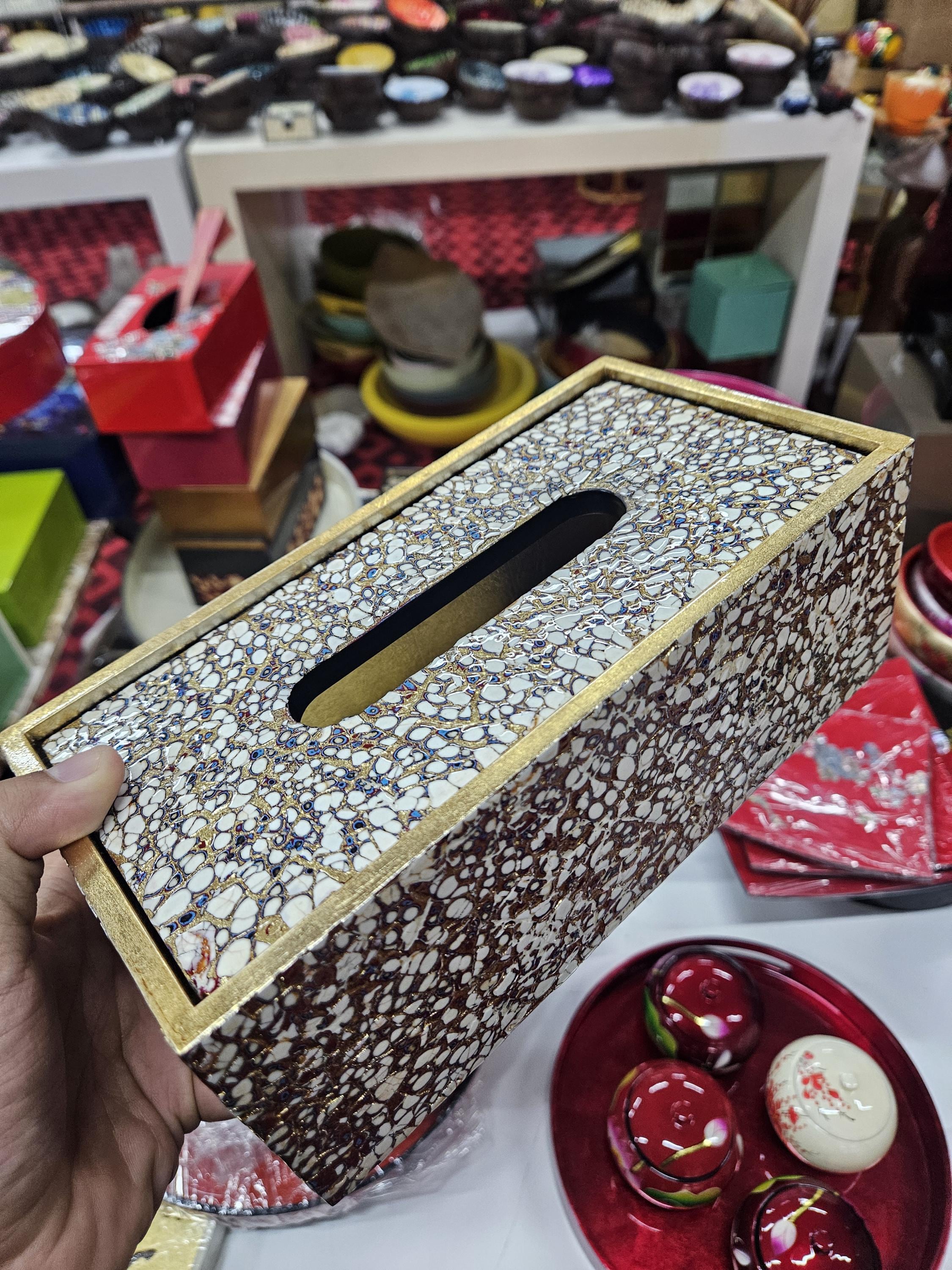 Mother of Pearl Inlay Tissue Box Cover