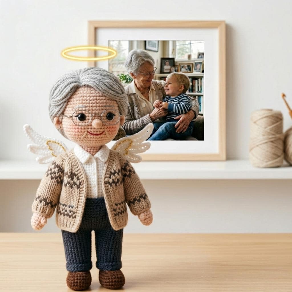 Custom Crochet Doll From Photo, Personalized Memorial Keepsake, Handmade Remembrance Gift