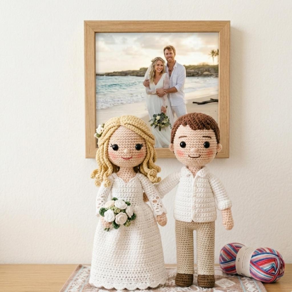 Custom Crochet Doll From Photo, Personalized Amigurumi Mini Me, Cotton Yarn Portrait Keepsake