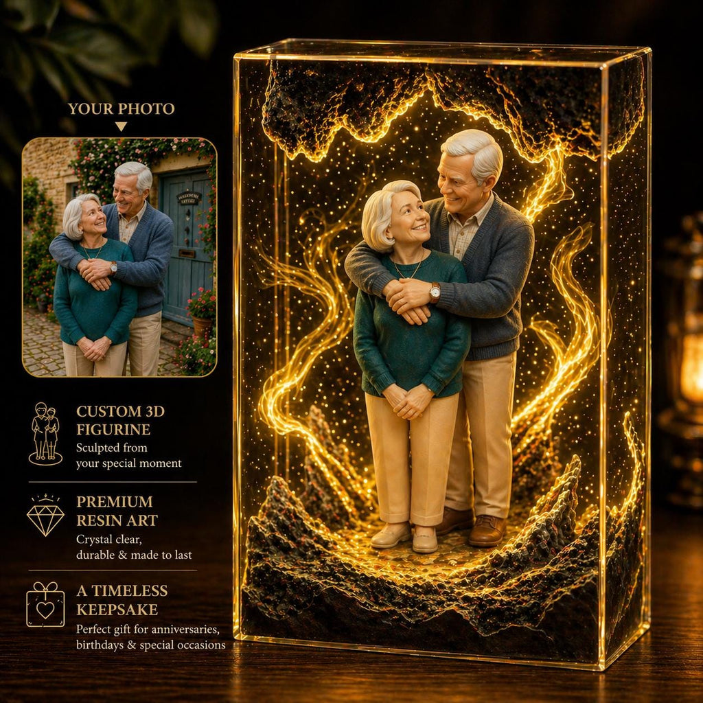 Custom 3D Figure Resin Light Box, Personalized Mini Lamp Keepsake