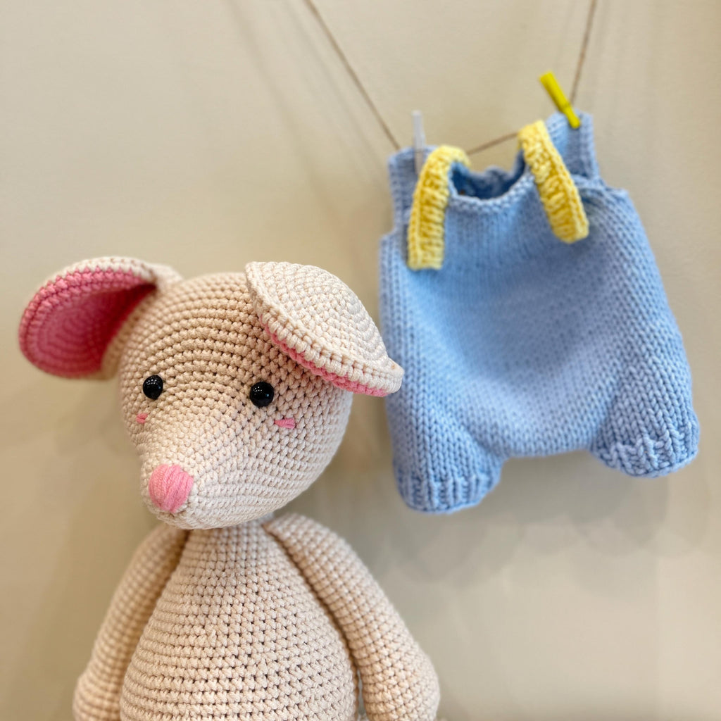 Personalized Crochet Mouse Doll, Organic Cotton Amigurumi Toy, Baby Shower Plushie