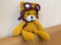 Organic Crochet Teddy Bear, Pilot Outfit, Baby's First Toy